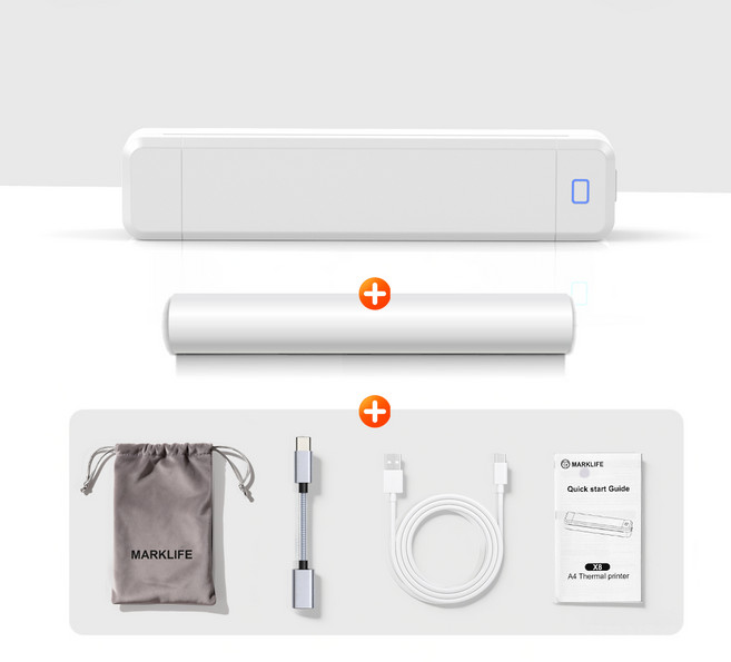 에비크 휴대용 프린터 A4 블루투스 무선 미니 소형 프린터기, 화이트, X8