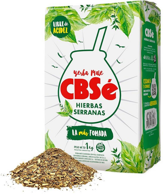 CBSe Hierbas Serranas – 산 허브가 함유된 잎 예르바 마테차 천연 카페인 글루텐 프리 1kg(2.2파운드), CBSe Hierbas Serranas Yerba Ma