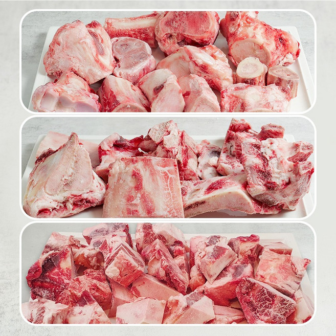 우마왕 한우 1++ 투뿔 곰탕용 사골 반골 잡뼈 모듬 곰거리 보신용, 1세트, 3kg