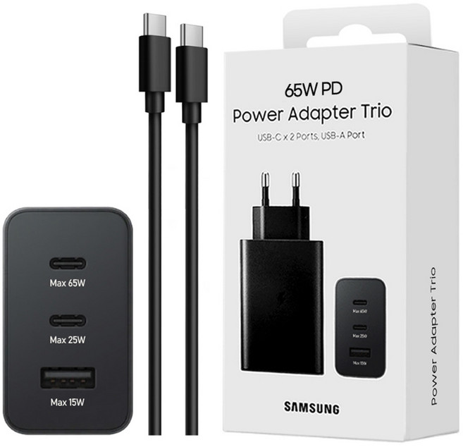 삼성전자 65W 트리오 포트 PD 충전기, 블랙+스토리링크45W케이블, 1개