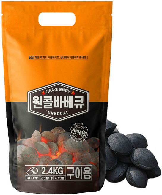 캠핑몽 원콜 야자 차콜 캠핑 구이용 바베큐그릴 화로 원액션 조개탄 캠핑 숯불 야외 성형숯, 2.4kg, 1개, 2400g