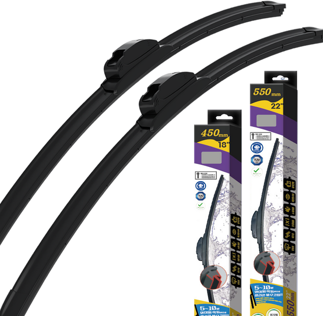 올뉴 모닝 JA 모닝 어반(17년~24년) 기아 실리콘 발수코팅 와이퍼 무관절 초발수 와이퍼 교체 2P/600mm+350mm(1세트)