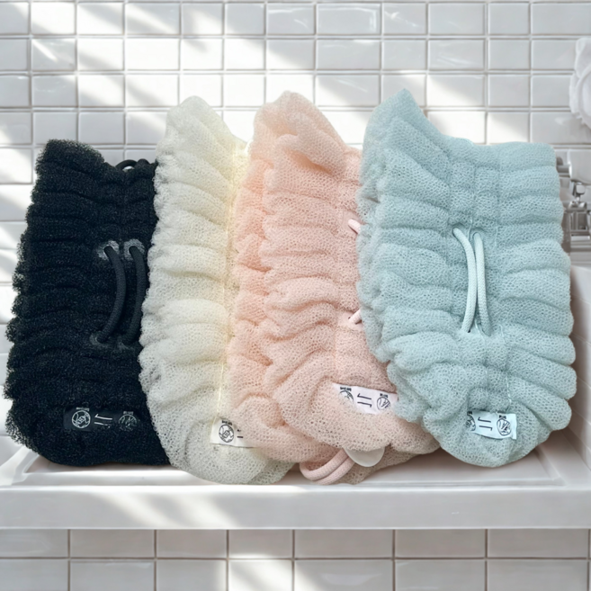 오리툴즈 에어버블 샤워볼 샤워타올 거품잘나는 빠른건조 때밀이 등밀이 거품망 바디클렌징, 1개, 1개입, 랩_하늘