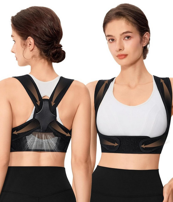 목 어깨 쇄골과 요통 를 위한 자세 조절 가능한 허리 교정기용 URSEXYLY 교정기 LLXL블랙, L/XL, Black