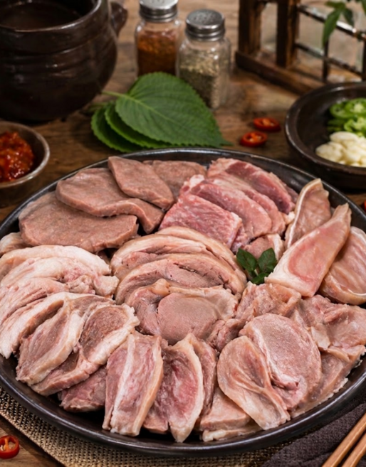 삶은 국내산 돼지머리고기 1kg 슬라이스 국밥용 편육 순대국용 머릿고기, 1개