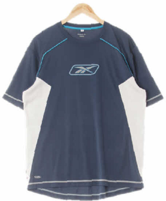 6900 리복 인디네이비 프린팅 파이핑투톤로고스포츠반팔티 [100]