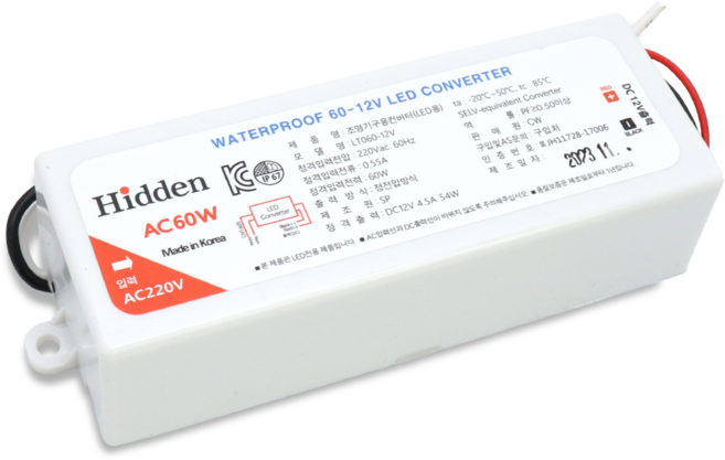 LED 방수 SMPS 12V 30W 60W 100W 150W 200W 300W 400W 500W 600W 조명안정기 컨버터 국산, 방수 SMPS 12V 60W, 1개