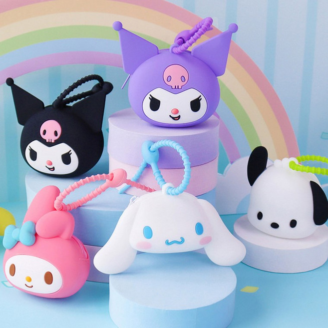 [리안몰] 산리오 키링 미니가방 에어팟가방 열쇠고리, 1개, 4.산리오 쿠로미(퍼플)