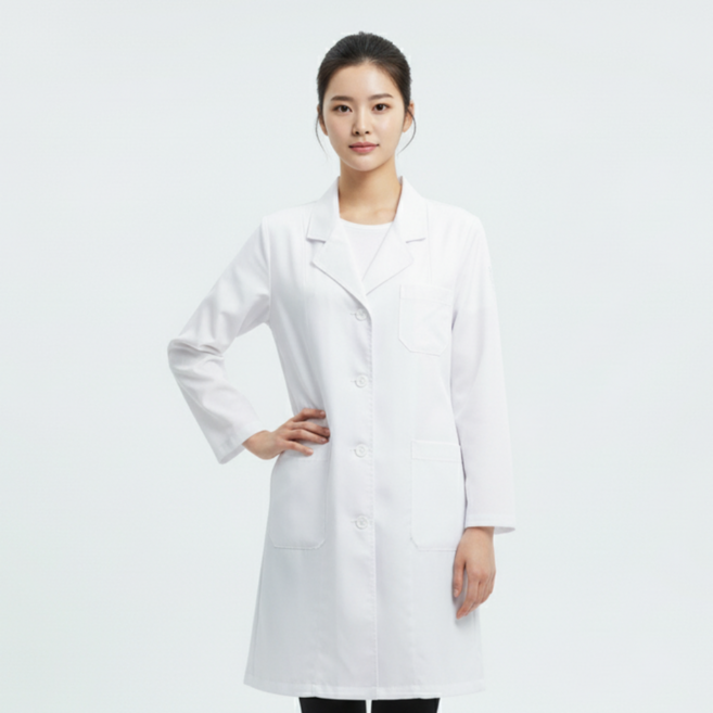 긴팔 기본 랩 코트(32수) (SL-3401-1) 의사가운 약사가운 영양사 간호사복 간호복 수술복 간호사유니폼 병원가운 대학생 실습용가운 실험복 스크럽복