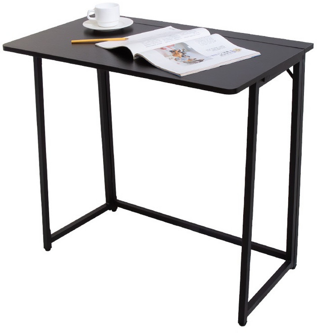 居家cheaper 免組裝秒收摺疊桌, 【無輪組】黯木黑