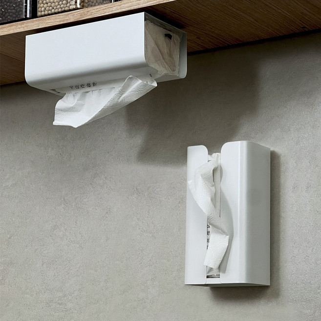 무광 철제 뽑아쓰는 키친 핸드 타올 케이스 봉투 걸이 무광, 1개, 화이트