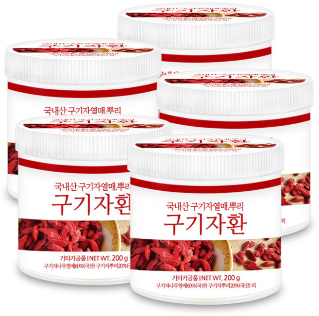 푸른들판 구기자환 구기자 열매 뿌리 환 오가피 삽주 뿌리 백출 함유, 200g, 5개