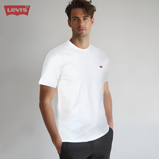 국내매장판 리바이스 남성 반팔 티셔츠 체스트 로고 화이트