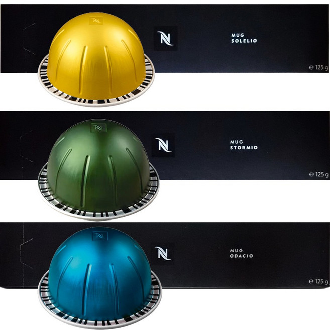 네스프레소 버츄오 캡슐커피 시그니처 머그 인기많은 셋트구성 (솔래리오 스토르미오 오다지오), 1세트, 3개입, 125g