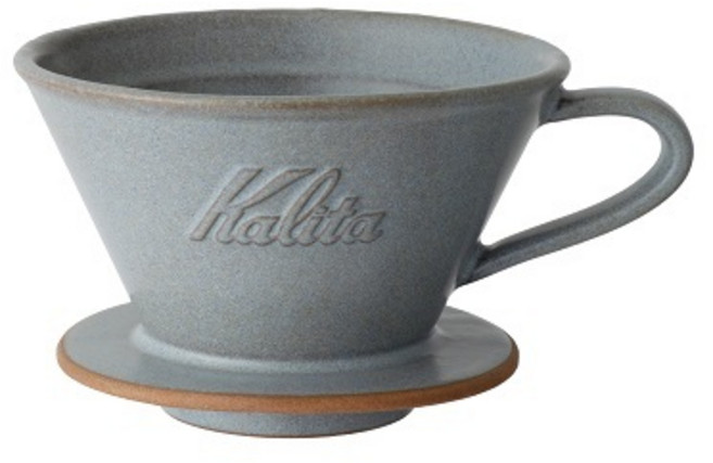 Kalita 185 Wave系列陶瓷濾杯 - 美濃燒 2-4杯份 - 適用185蛋糕濾紙 日本製, 1個, 砂藍灰色濾杯+185蛋糕濾紙(100入)