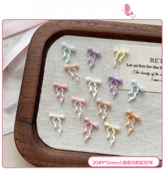 샵글로벌 3D 주얼리 카빙 리본 네일파츠 네일스티커 입체 대소(블랙 화이트 혼합) 각30개입, 1개, 혼합소30개