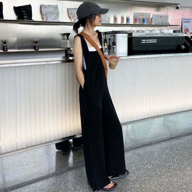 여름/멜빵 바지/루즈핏/와이드/점프수트/여성/아이스/냉감/팬츠 빅사이즈 모음 D99U