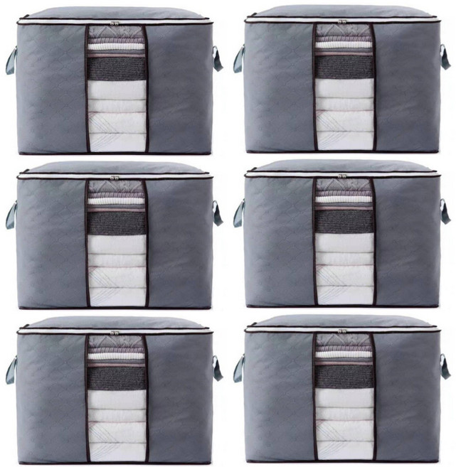 특 대형 이불정리함 이불가방 보관함 옷 옷장 의류 수납함 정리 이불함 보관팩 정리함 리빙박스 인사이드리빙, 6개, 그레이