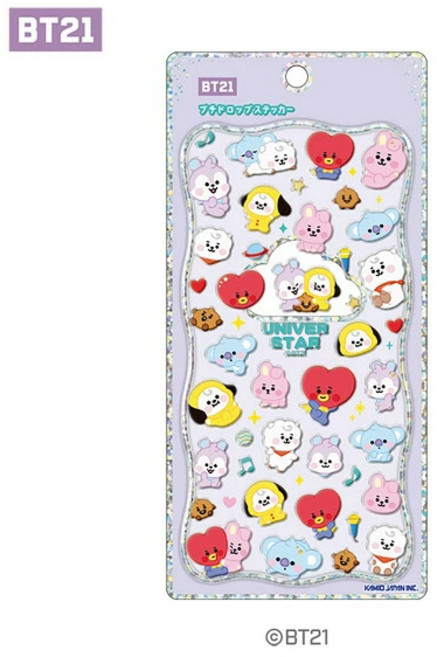 BT21 立體泡泡貼紙, 1個, 紫色
