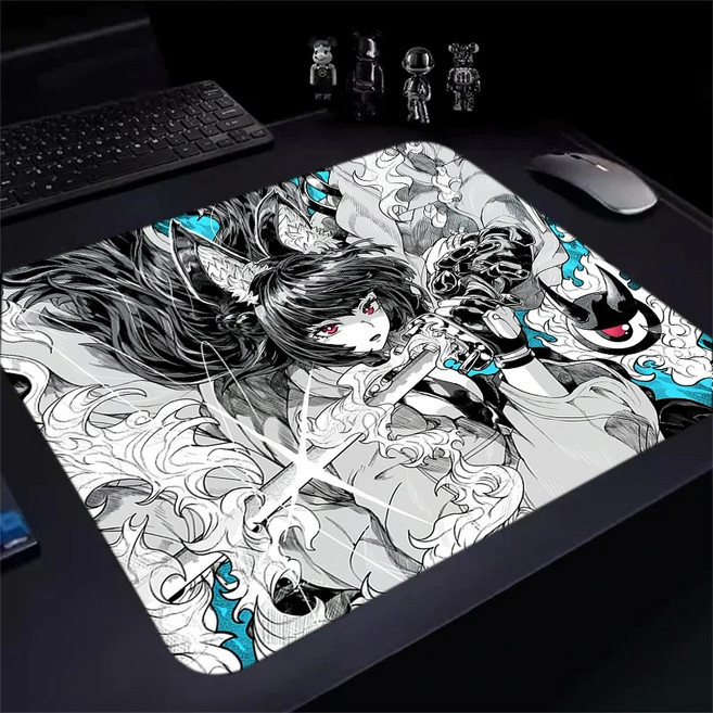 게이밍 장패드 걸 애니메이션 마우스패드 방수코팅 400X450X3MM, 1개, 검을 들고 있다
