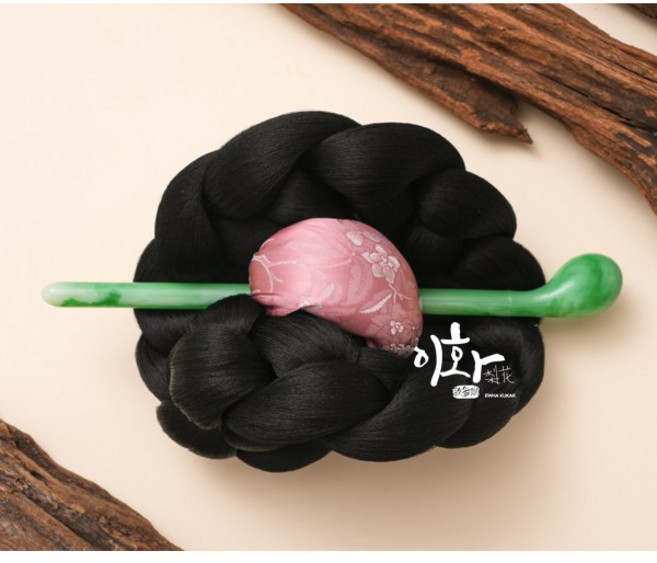 맞춤 명주쪽2 핑크 명주 쪽머리 한국무용 실크 돌잔치 가채 공연용 소품 이화