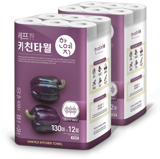 한예지 셰프 키친타올 130매 12롤 2팩, 1개