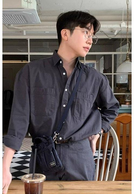 男士夏季亞麻長袖襯衫，韓版薄款透氣，休閒寬鬆襯衣