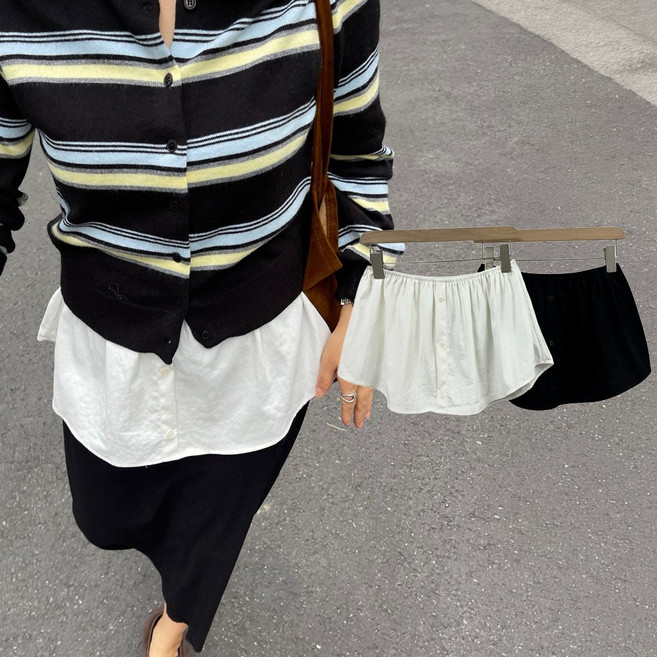 [국내제작 55-99] 뮤앤뮤즈 셔츠 레이어드 스커트 캉캉 랩 치마