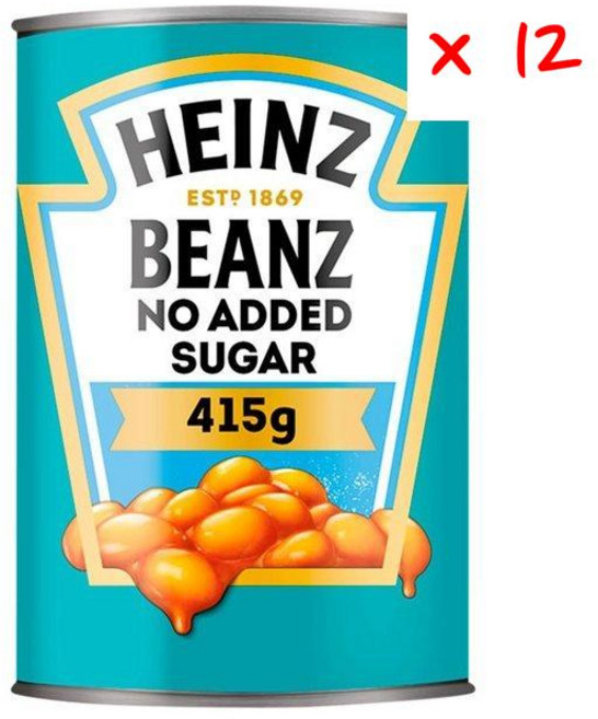 하인즈 No 애디드 슈가 베이크 빈스 리치 토마토 소스, 415g, 12개