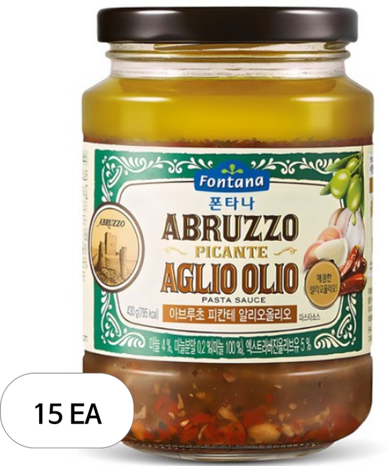 폰타나 아브루초 피칸테 알리오올리오 파스타소스, 430g, 15개