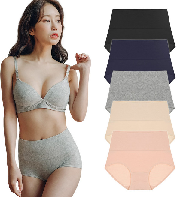 엘라운지 세상편한 빅사이즈 M-6XL 복대 면스판 팬티 5P