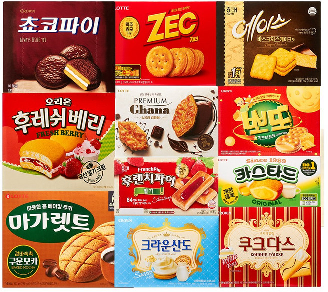 [노른자마트] 5C 사무실 회사 탕비실 간식 과자 세트 11종 / 낱개 소포장 대용량 과자모음, 1개
