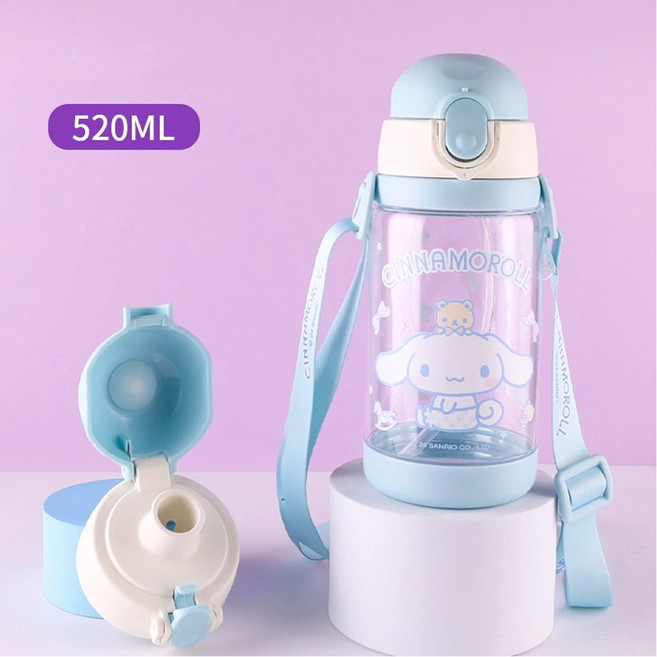 디즈니 원터치 물병 물통 트라이탄 보틀 빨대뚜껑+직수뚜껑 세트, 1개, 520ml, 시나모롤