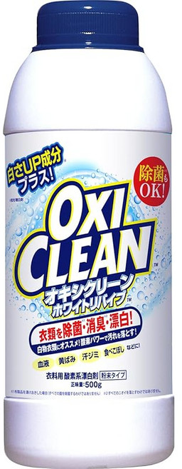 OXICLEAN(오키시클린) 오키시클린 화이트리바이브 파우더 500g 염소 무첨가 백색 의류 탈취 담가두기 형광 증백제