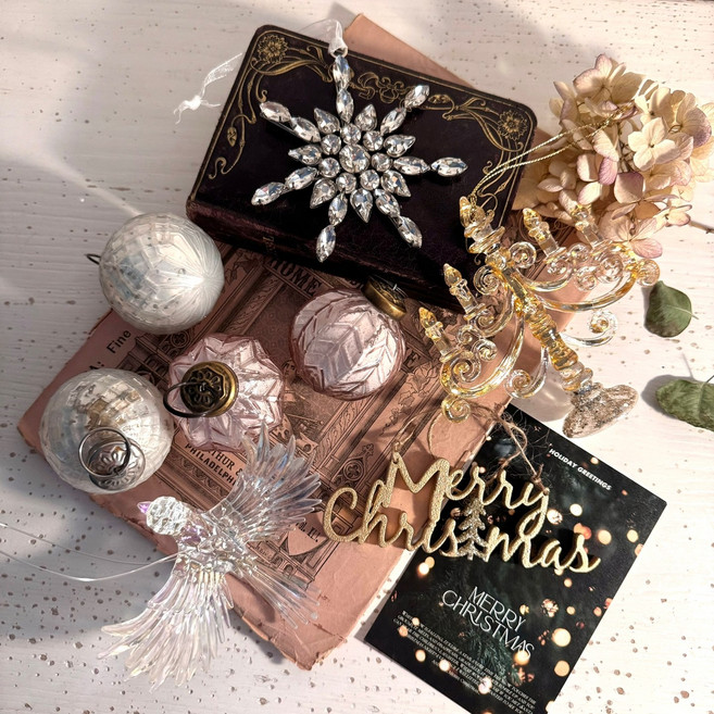 크리스마스 핑크 화이트 오너먼트 세트핑 선물세트 새