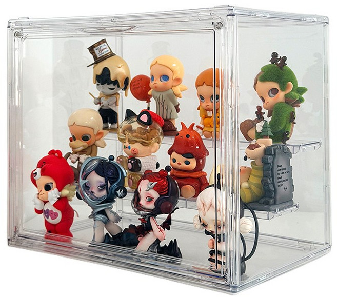 아크릴 피규어 진열대 계단식 투명 케이스 흔들림방지 레고 인형 장식장, 1개