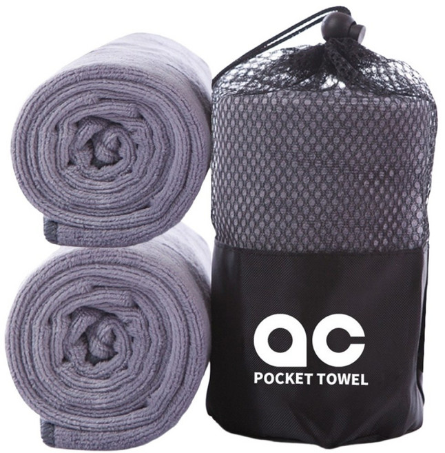 흡수잘되는 100 X 30 두꺼운 극세사 스포츠 등산 헬스 골프 타월 수건, 2개, 그레이