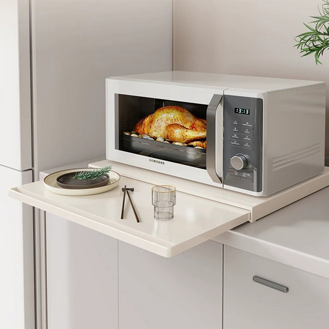 Alemon 전자레인지 오븐 겸용 확장 슬라이딩 받침대, 하얀색