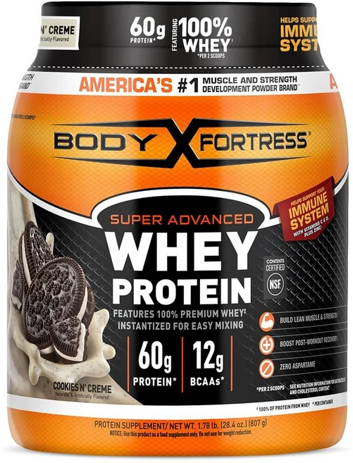 바디 포트레스 쿠키 앤 크림 웨이 프로틴 파우더 Body Fortress Super Advanced Whey Protein Powder, 1개, 807g - 쿠팡