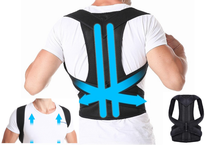 포시즌 코리아 허리보호대 척추교정 바른 자세 메쉬 블랙, 1개