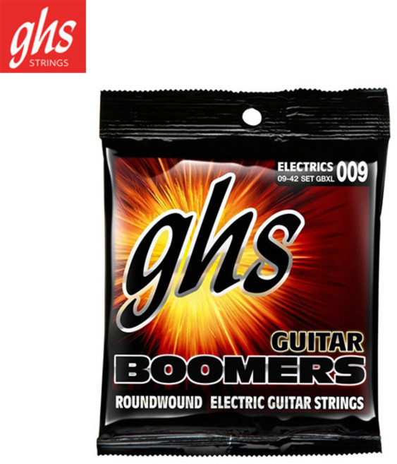 GHS 일렉기타 스트링 Boomers Roundwound Electric Guitar Strings Extra Light GBXL 009-042, 1개