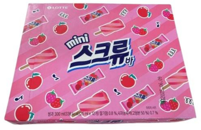 롯데 칼로리 브랜드 배달 스크류바 미니 냉동실 아이간식 12개입, 1개, 300ml