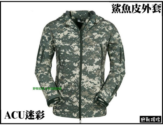 【野戰搖滾】鯊魚皮軟殼外套 TAD 風衣, ACU迷彩,L