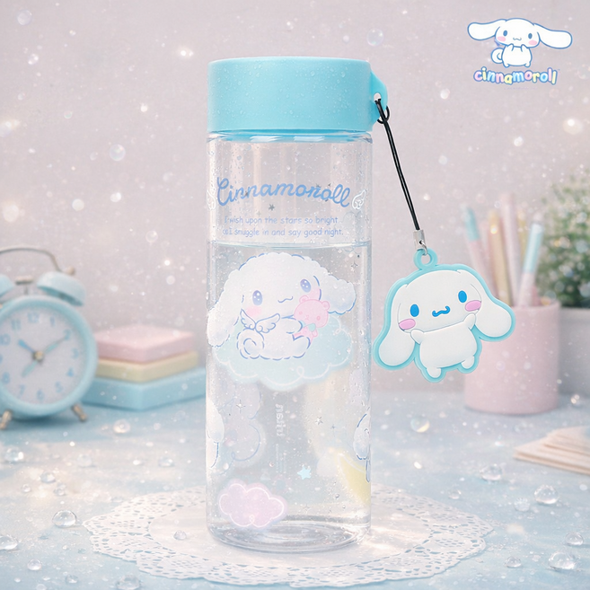 산리오 KOREA 정품 시나모롤 팬던트 물통 초등 학생 물병 입학 준비물, 블루_CM8372, 1개