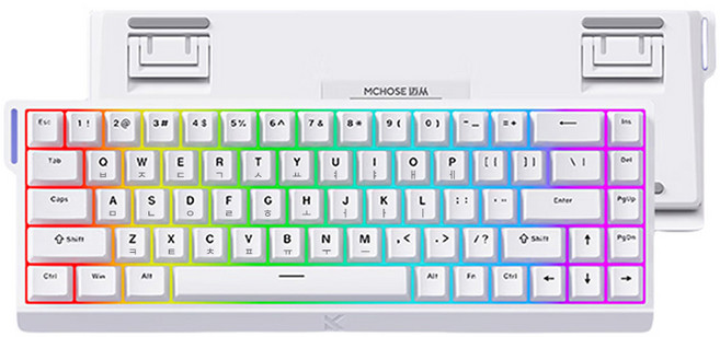 MCHOSE 에이스 68 프로급 게이밍 유선 키보드 E스포츠 버전, 화이트 한글 키캡, 블루 아이스 축, 제조사축