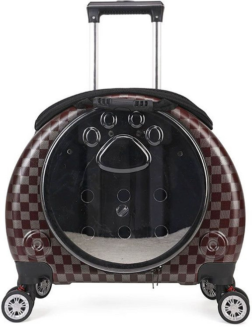 강아지가방 이동 강아지캐리어 360도회전 무소음바퀴, 1개, 브라운체크