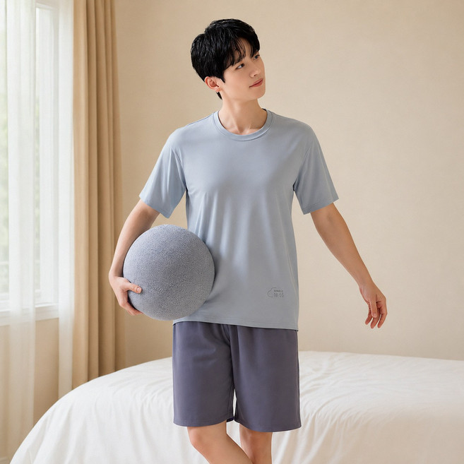 【莫代爾+棉】睡衣女夏家居服睡衣可外穿柔軟抑菌高級感短袖冰感