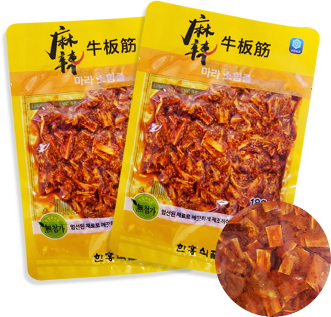 홍홍 중국식품 한흥 마라소힘줄 마라반진 소힘줄 소심줄 뉴티질 중국소힘줄 반진, 2개, 180g