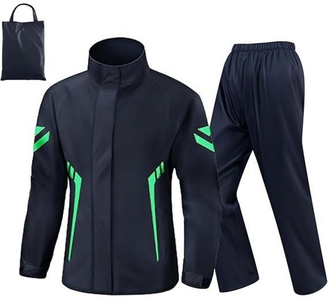 가남 오토바이우의 낚시 등산 작업용 자전거 라이딩 방수 우비 상하의 세트, 녹색