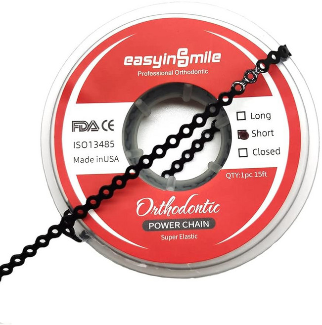 교정용 SNAWOP 교정 파워 체인 멀티컬러 스풀 탄성 고무 밴드 긴 검은색, Short, Purple, 1개